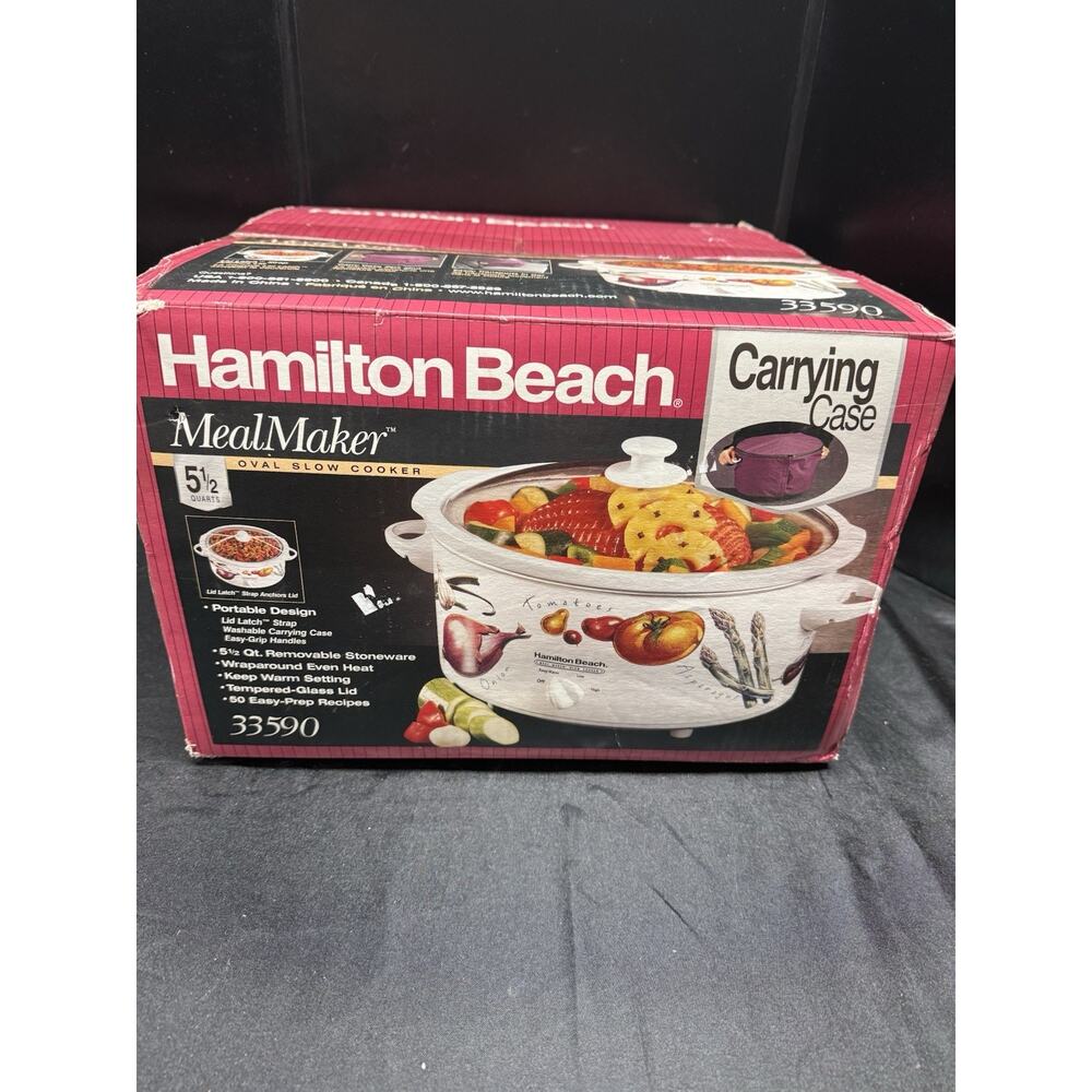 NEW Vintage Hamilton Beach Meal Maker Slow Cooker 33590 Vegetable Print 5.5 qt
